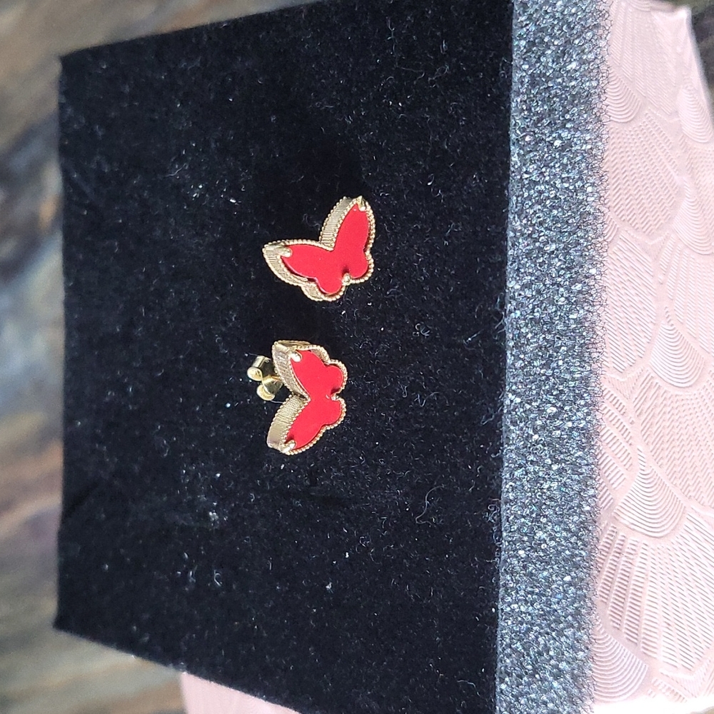 18k Real Gold Butterfly Earrings